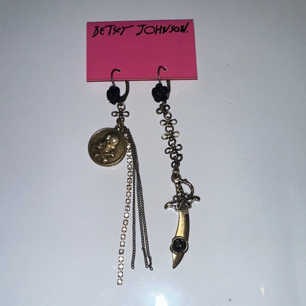 Vintage Betsey Johnson Gold Charm Earrings